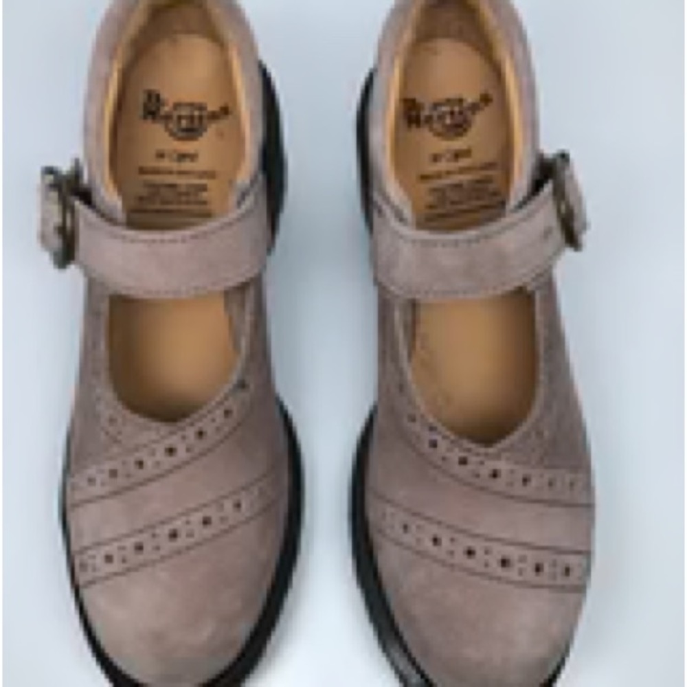 1990s Dr. Martens 'Made in England' Lavender Suede Brogue Mary Janes